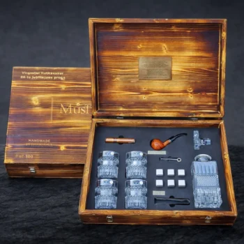 Krištolo Grafino, Taurių, Cigaro, Daugkartinių Šaldymo Kauliukų Bei Pypkės Rinkinys